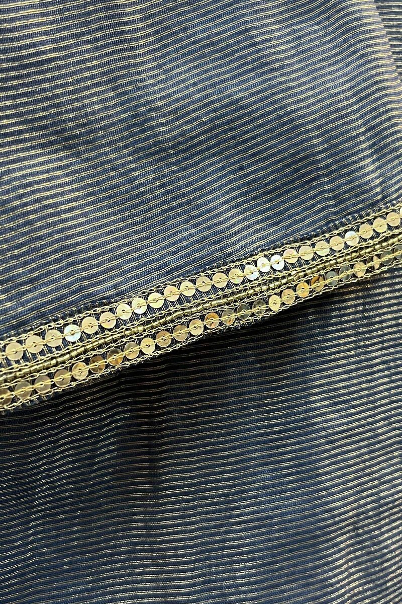 Blue Handcrafted Straight Chanderi Kurta
