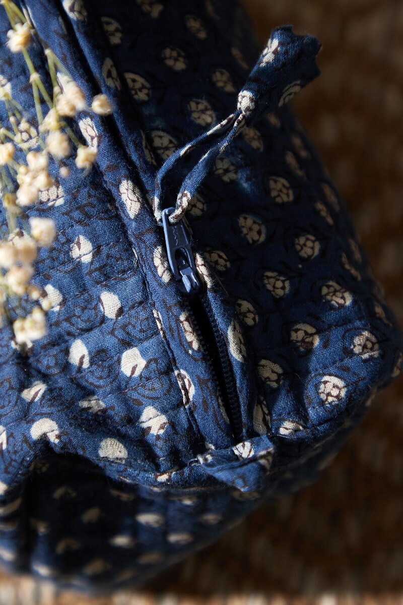 Bagru Hand Block-Printed Cotton Dobby Vanity Pouch