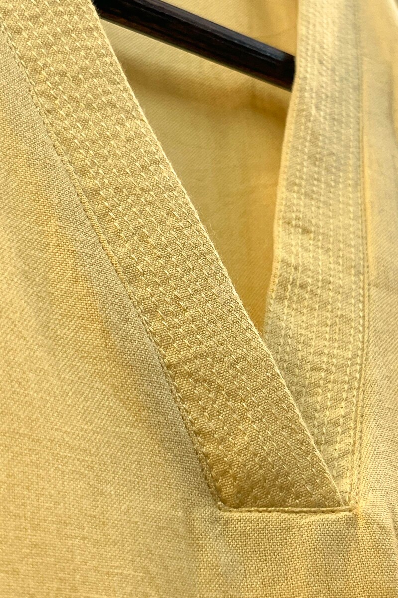 Yellow Handcrafted Straight Handloom Cotton Kurta