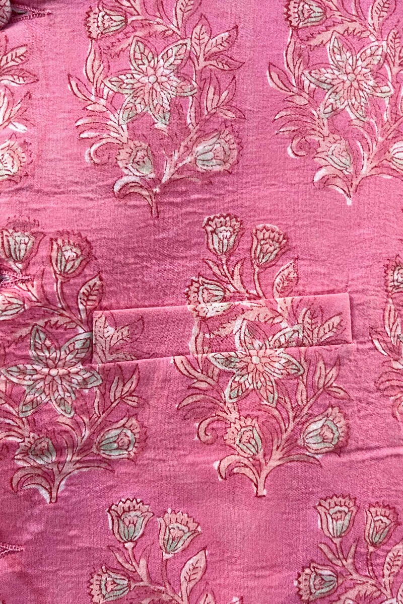 FG Specials: 1 of 1-Pink Block Printed Nehru Jacket- Size M