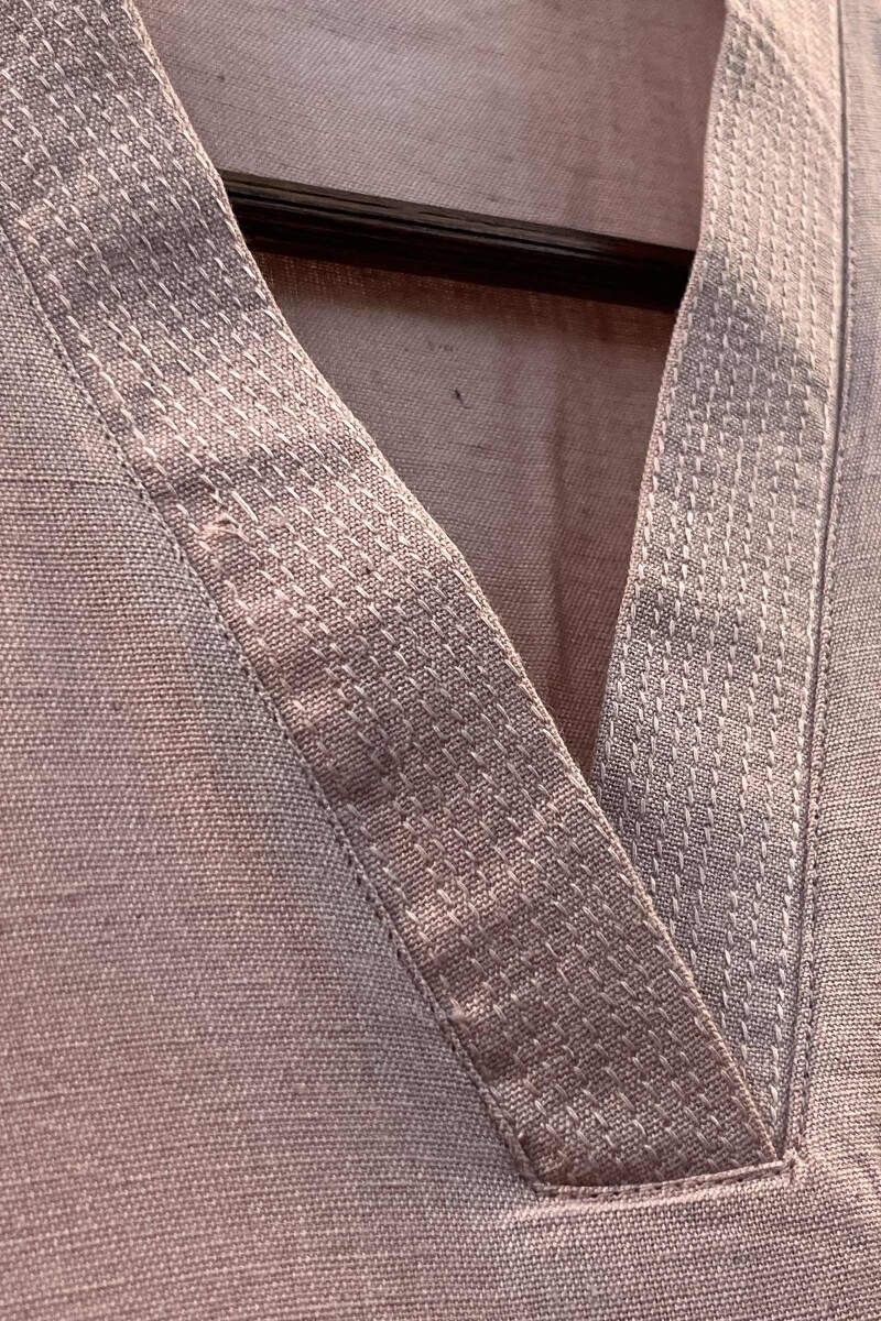 Pink Handcrafted Straight Handloom Cotton Kurta