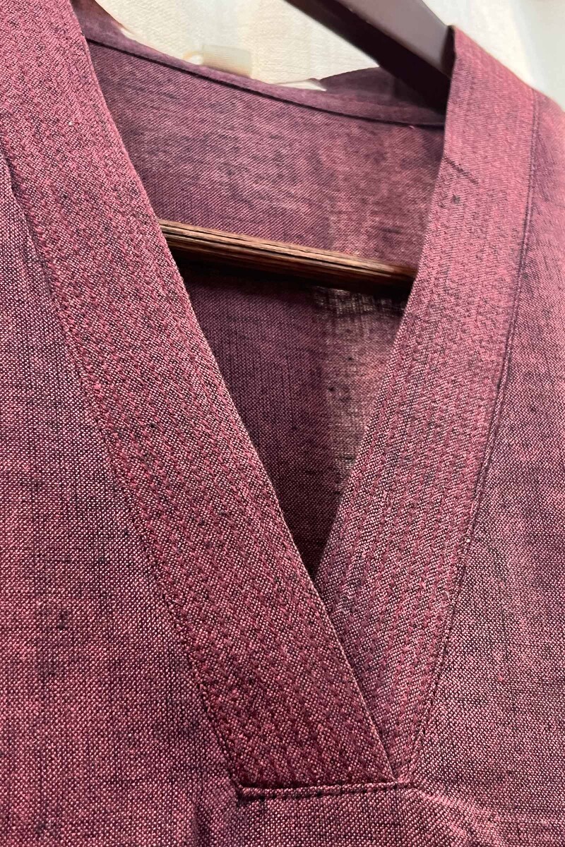 Dark Purple Handcrafted Straight Handloom Cotton Kurta