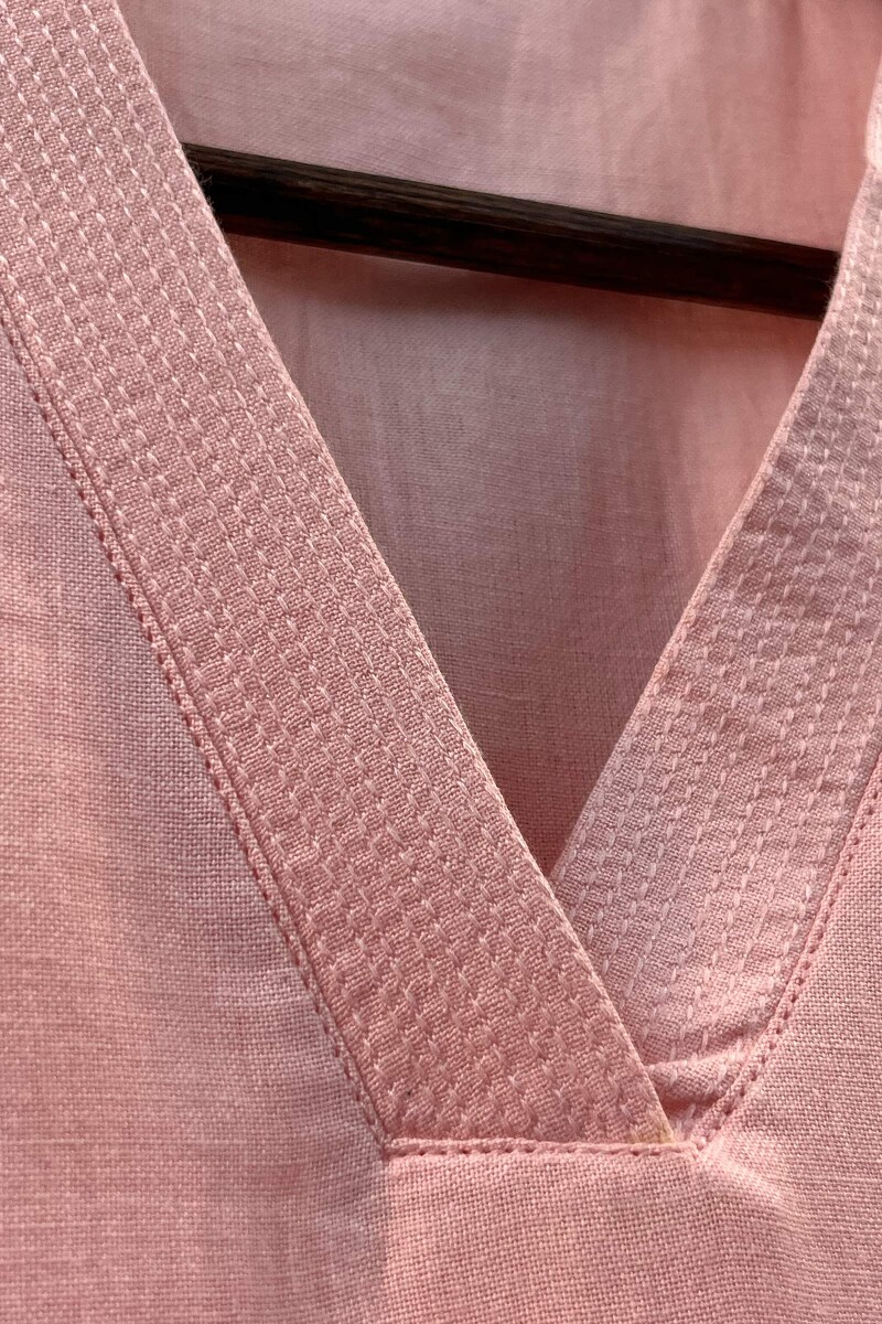 Peach Handcrafted Straight Handloom Cotton Kurta