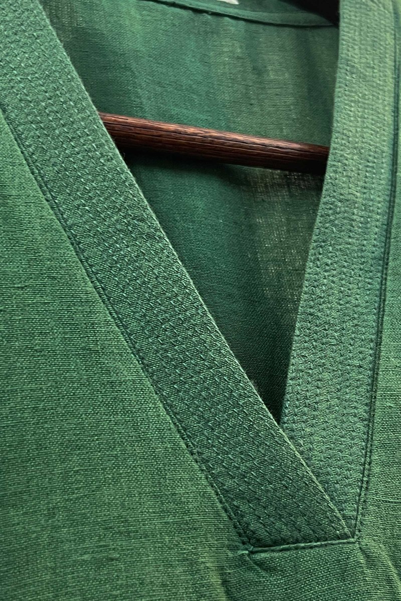 Green Handcrafted Straight Handloom Cotton Kurta