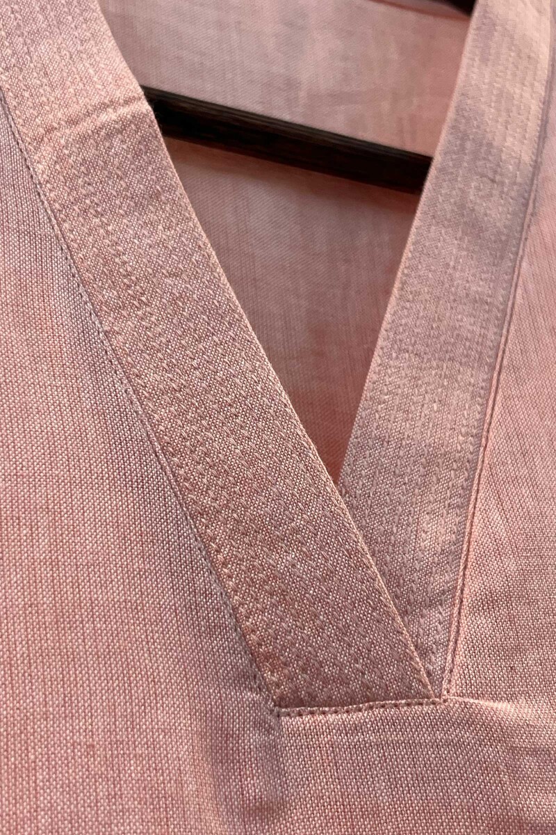 Rose Pink Handcrafted Straight Handloom Cotton Kurta