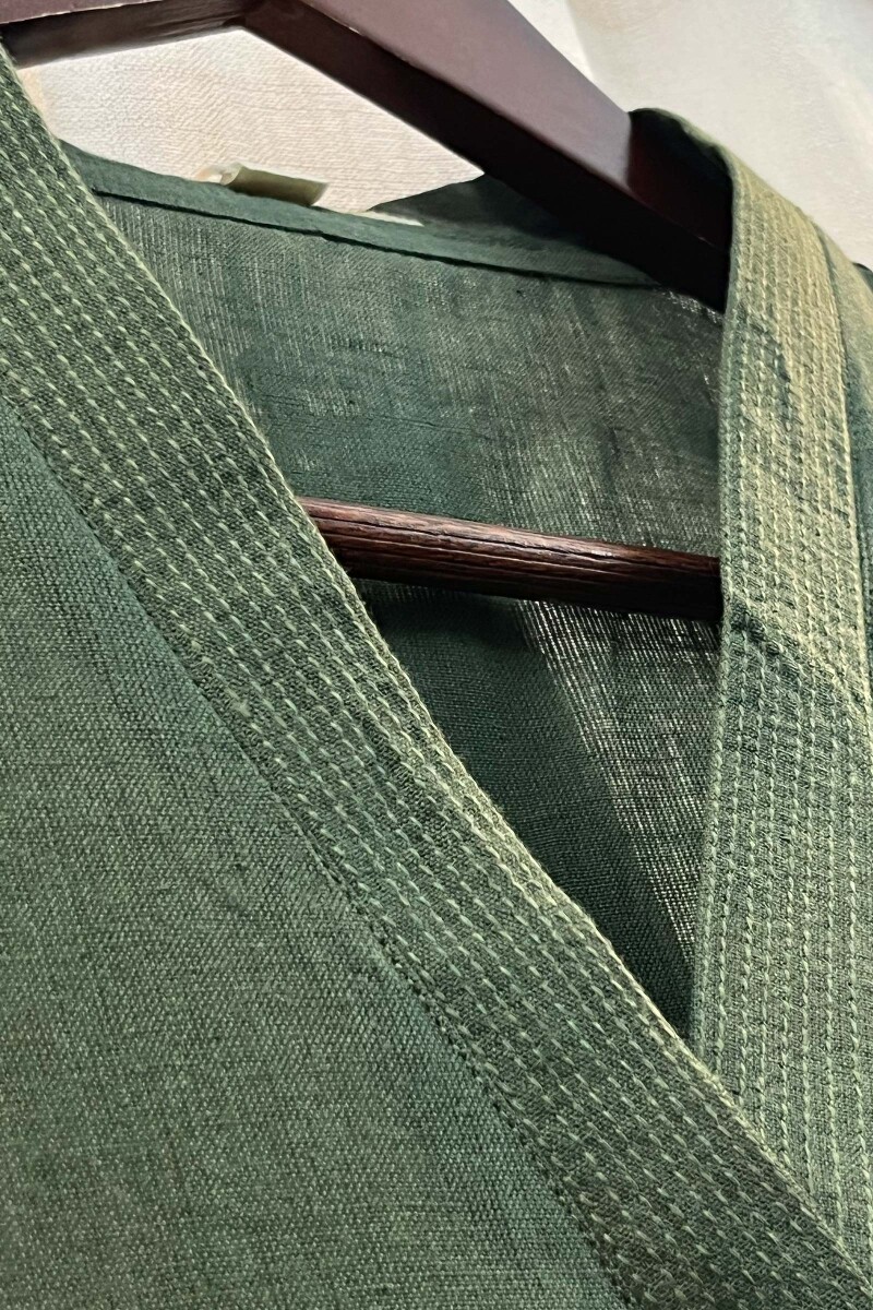 Dark Green Handcrafted Straight Handloom Cotton Kurta