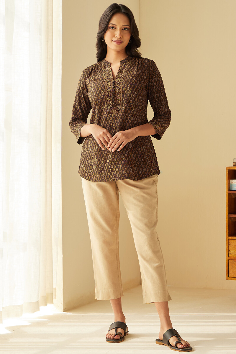 Ajrak Hand Block-Printed Cotton Top