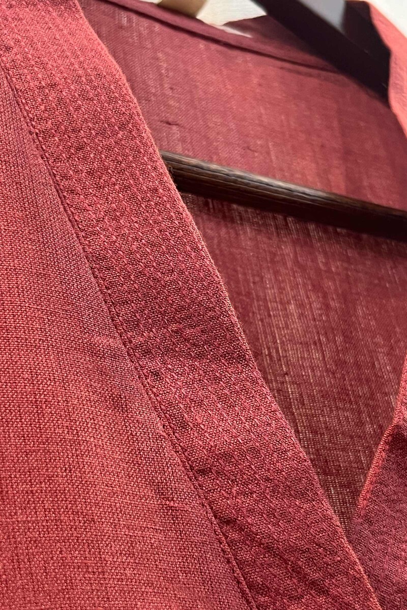 Red Handcrafted Straight Handloom Cotton Kurta