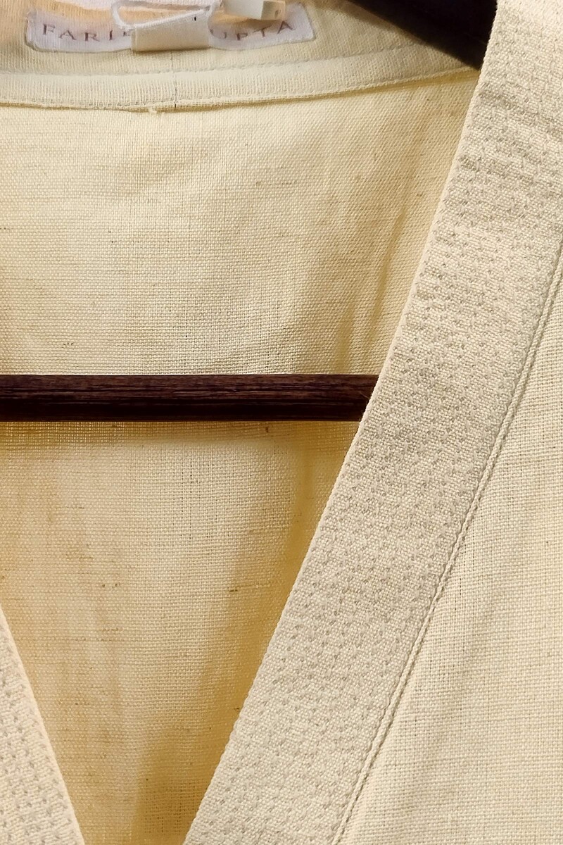 Yellow Handcrafted Straight Handloom Cotton Kurta