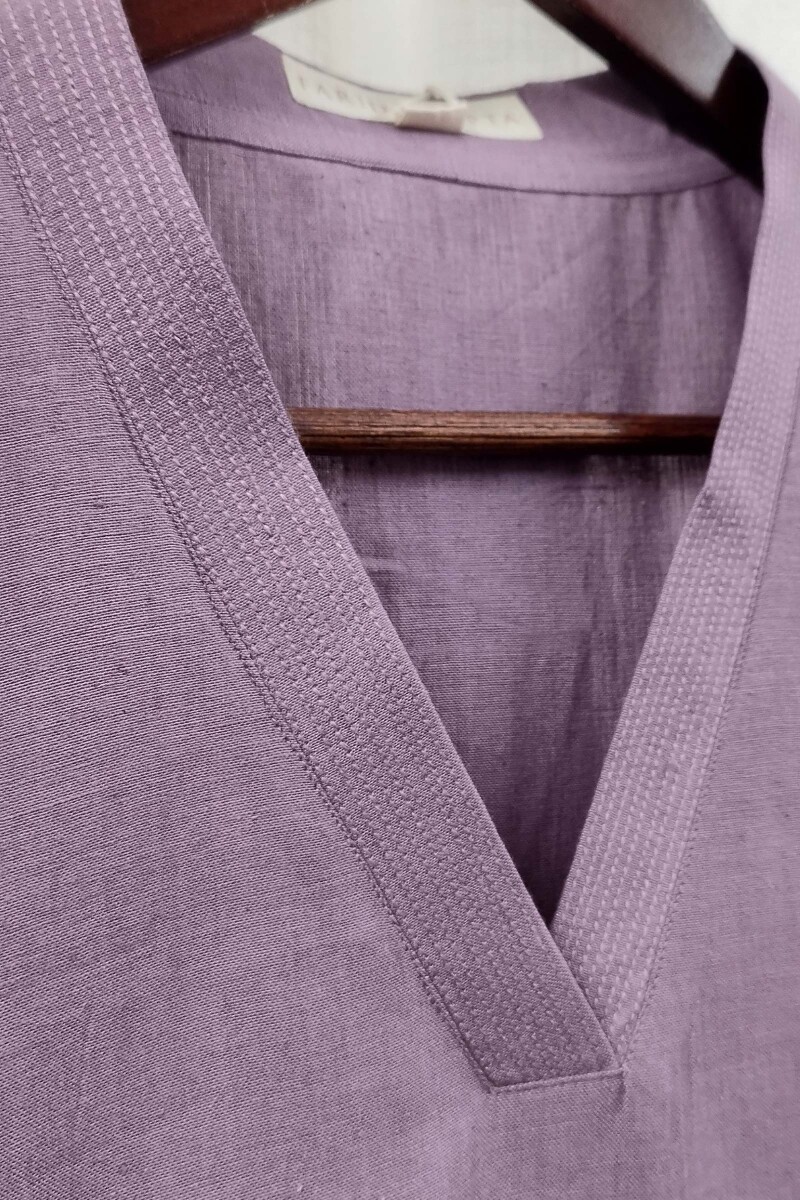 Purple Handcrafted Straight Handloom Cotton Kurta