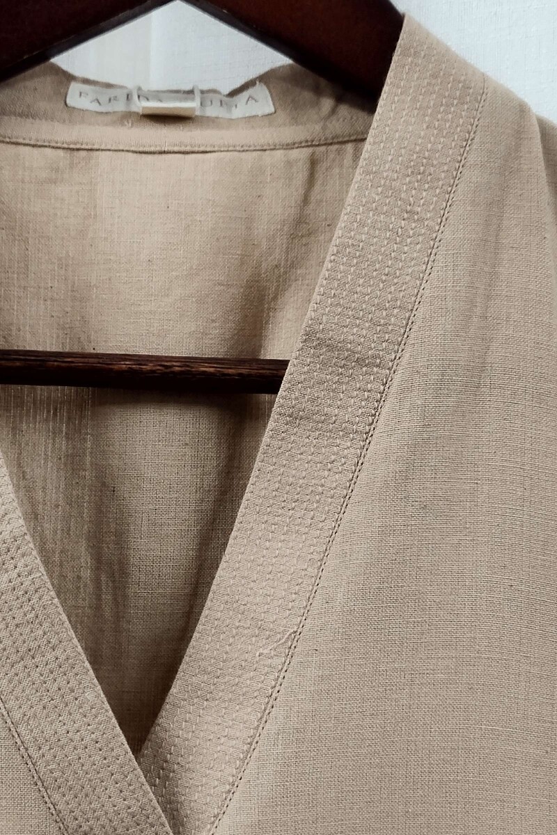 Beige Handcrafted Straight Handloom Cotton Kurta