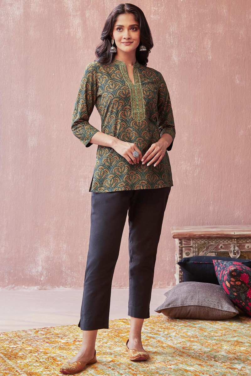 Ajrak Hand Block-Printed Cotton Top