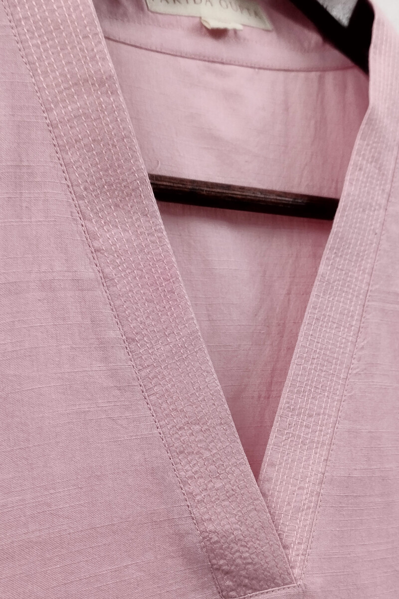 Light Pink Handcrafted Straight Handloom Cotton Kurta