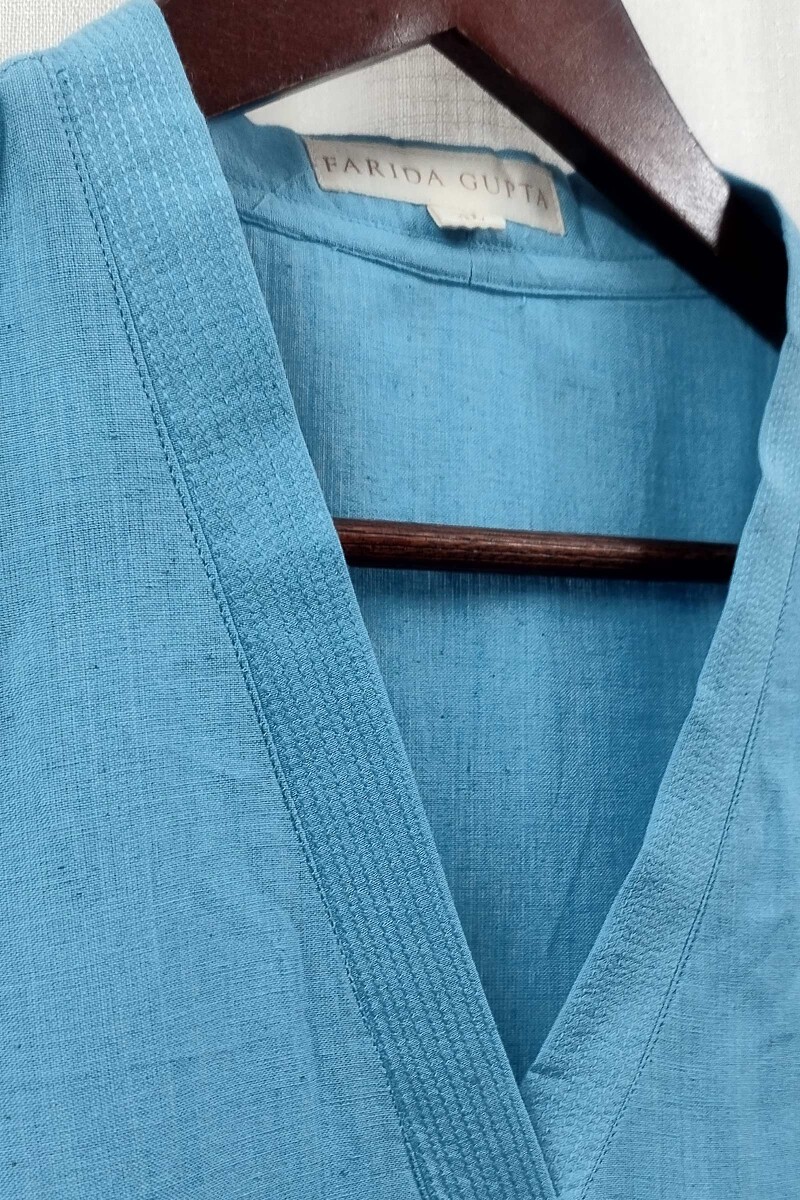 Sky Blue Handcrafted Straight Handloom Cotton Kurta