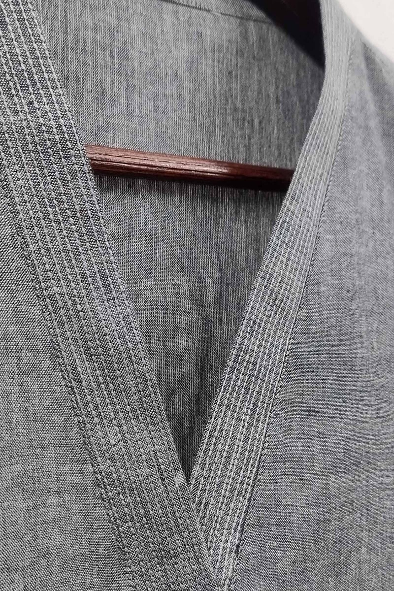 Grey Handcrafted Straight Handloom Cotton Kurta