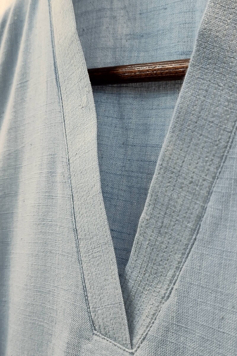 Sky Blue Handcrafted Straight Handloom Cotton Kurta