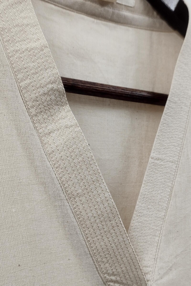 Beige Handcrafted Straight Handloom Cotton Kurta