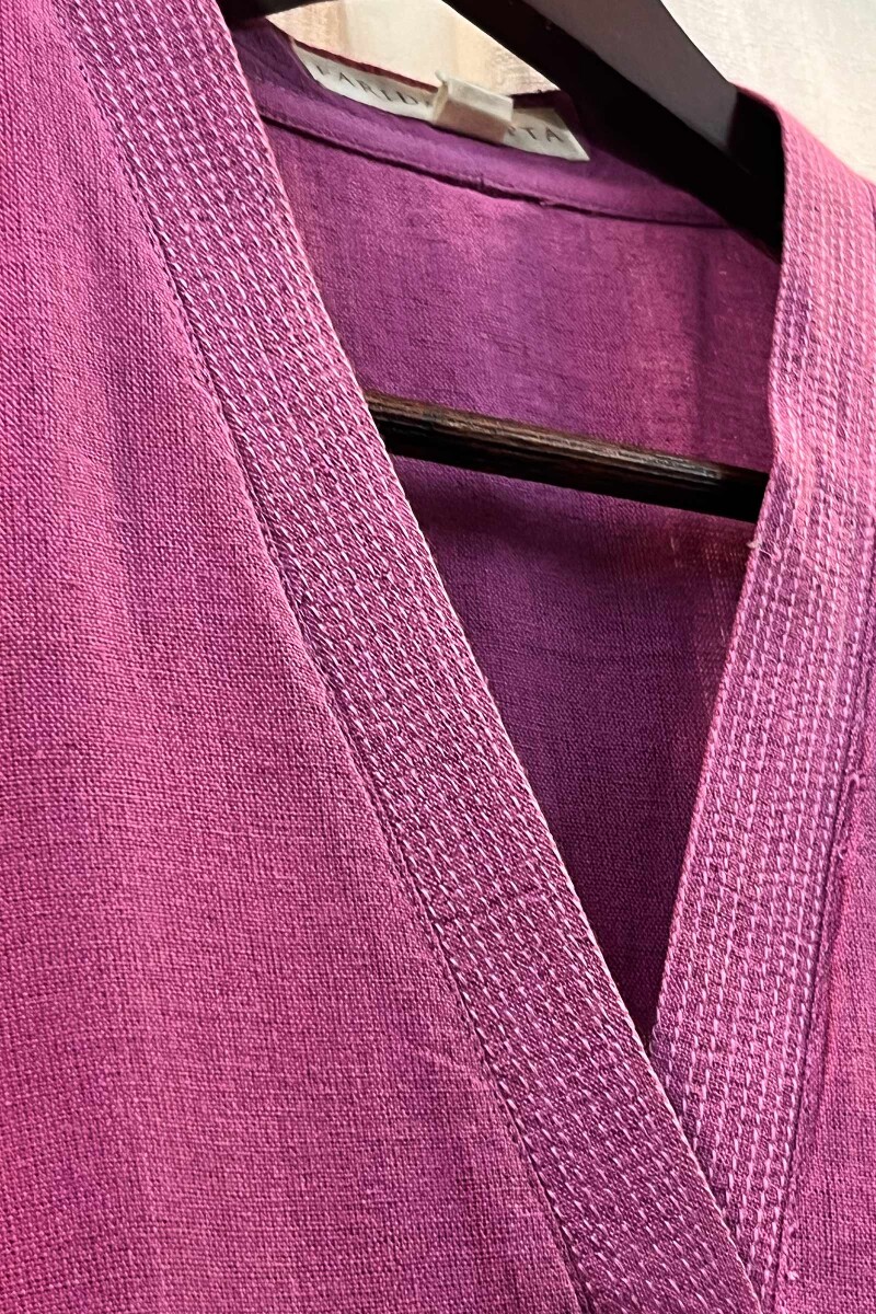 Purple Handcrafted Straight Handloom Cotton Kurta