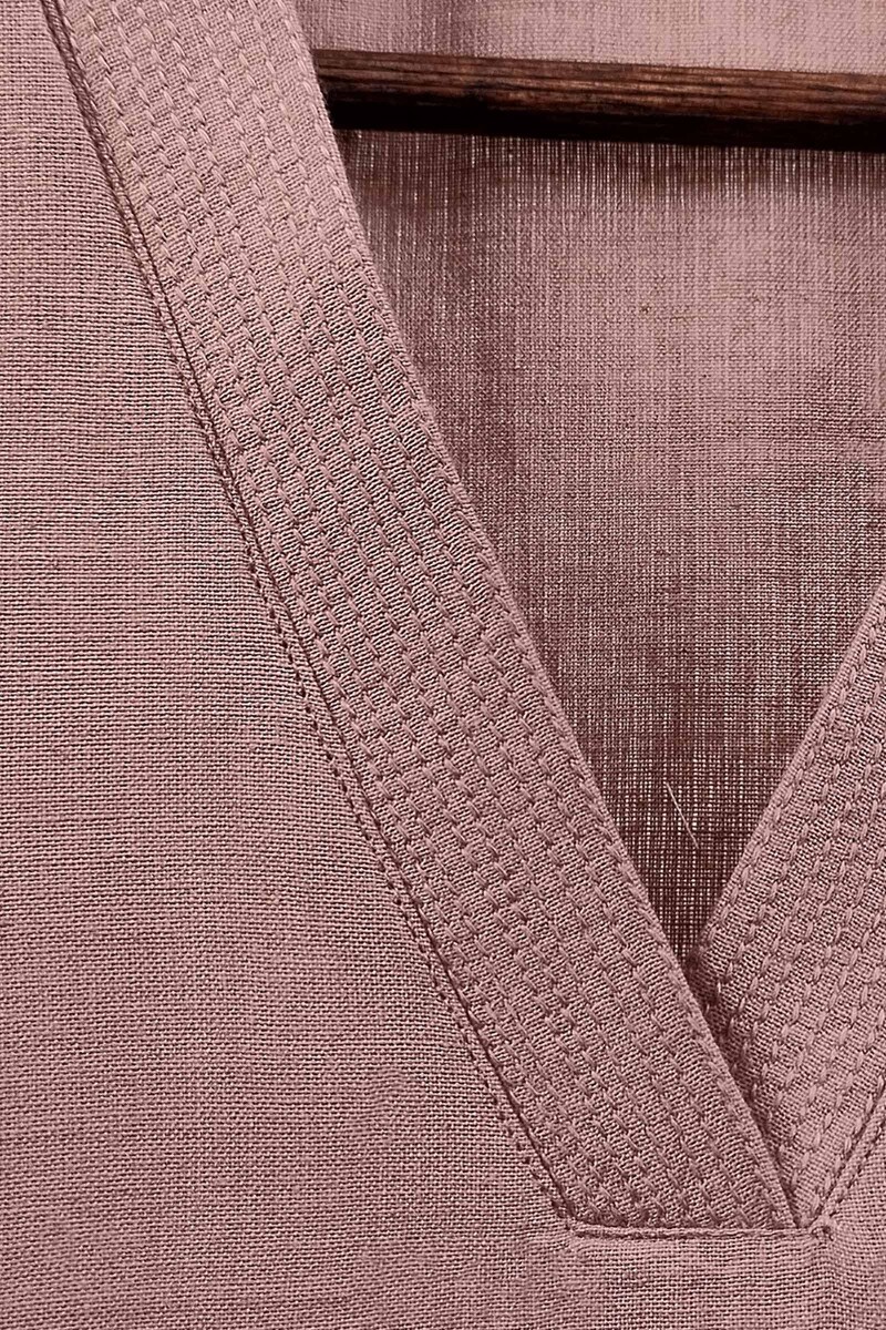 Pink Handcrafted Straight Handloom Cotton Kurta