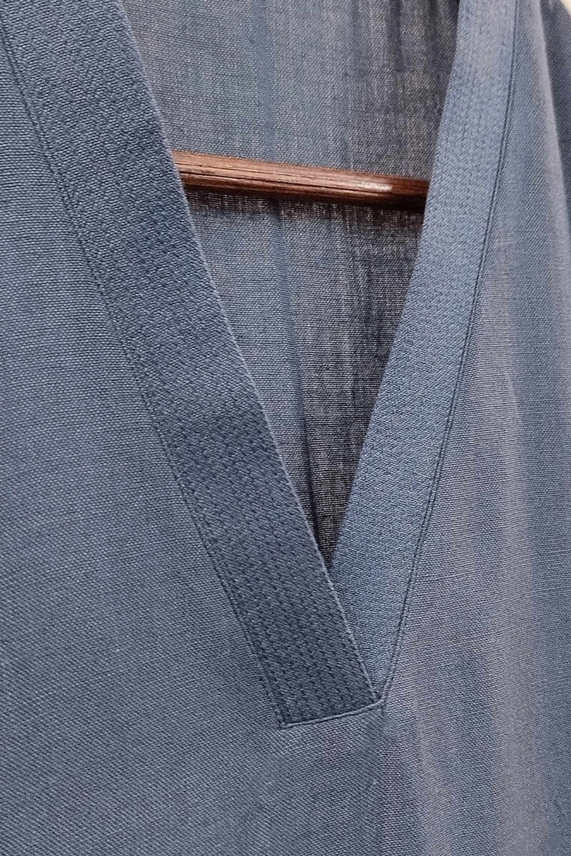 Navy Blue Handcrafted Straight Handloom Cotton Kurta