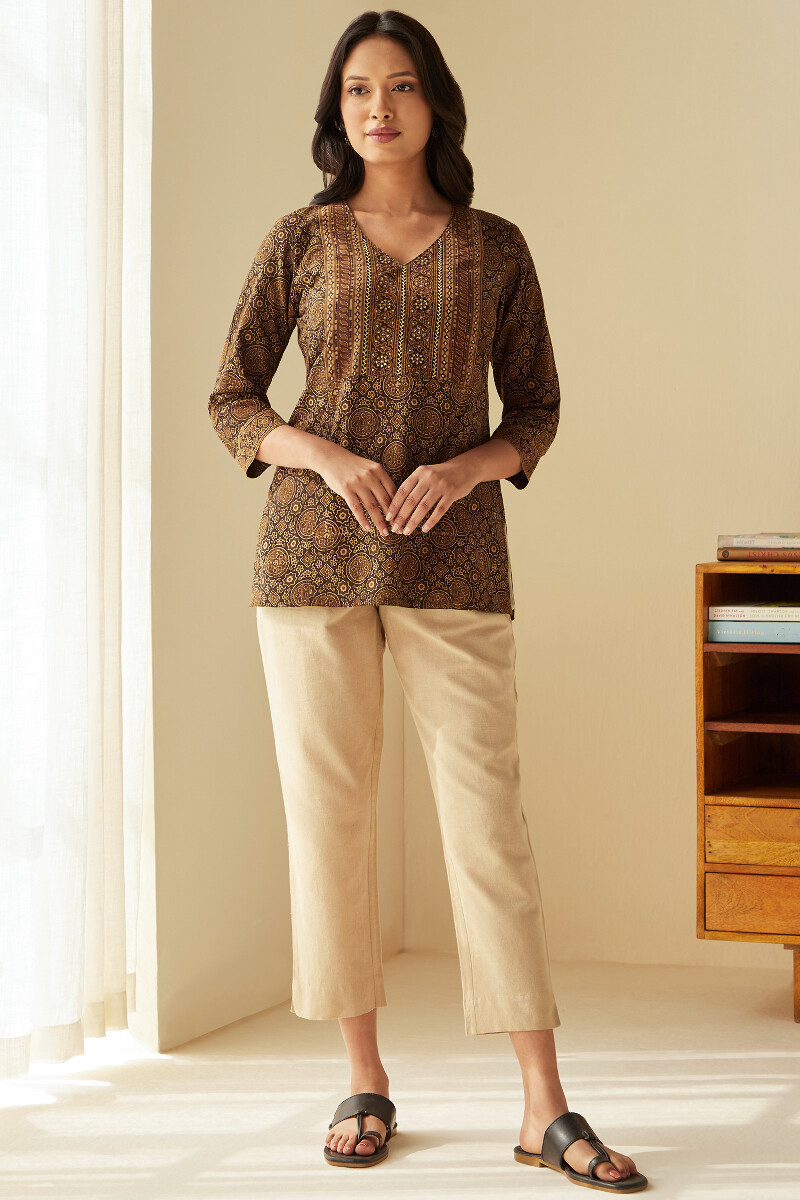 Ajrak Hand Block-Printed Cotton Top