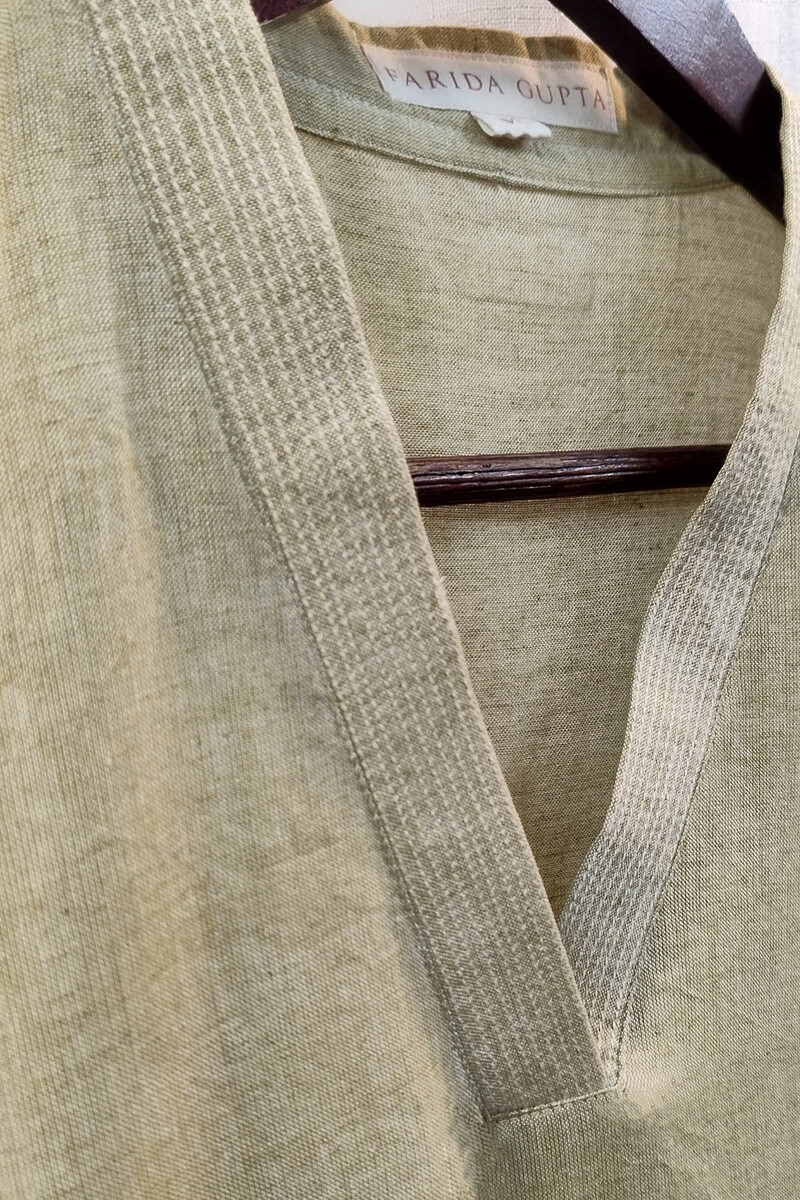 Taupe Handcrafted Straight Handloom Cotton Kurta