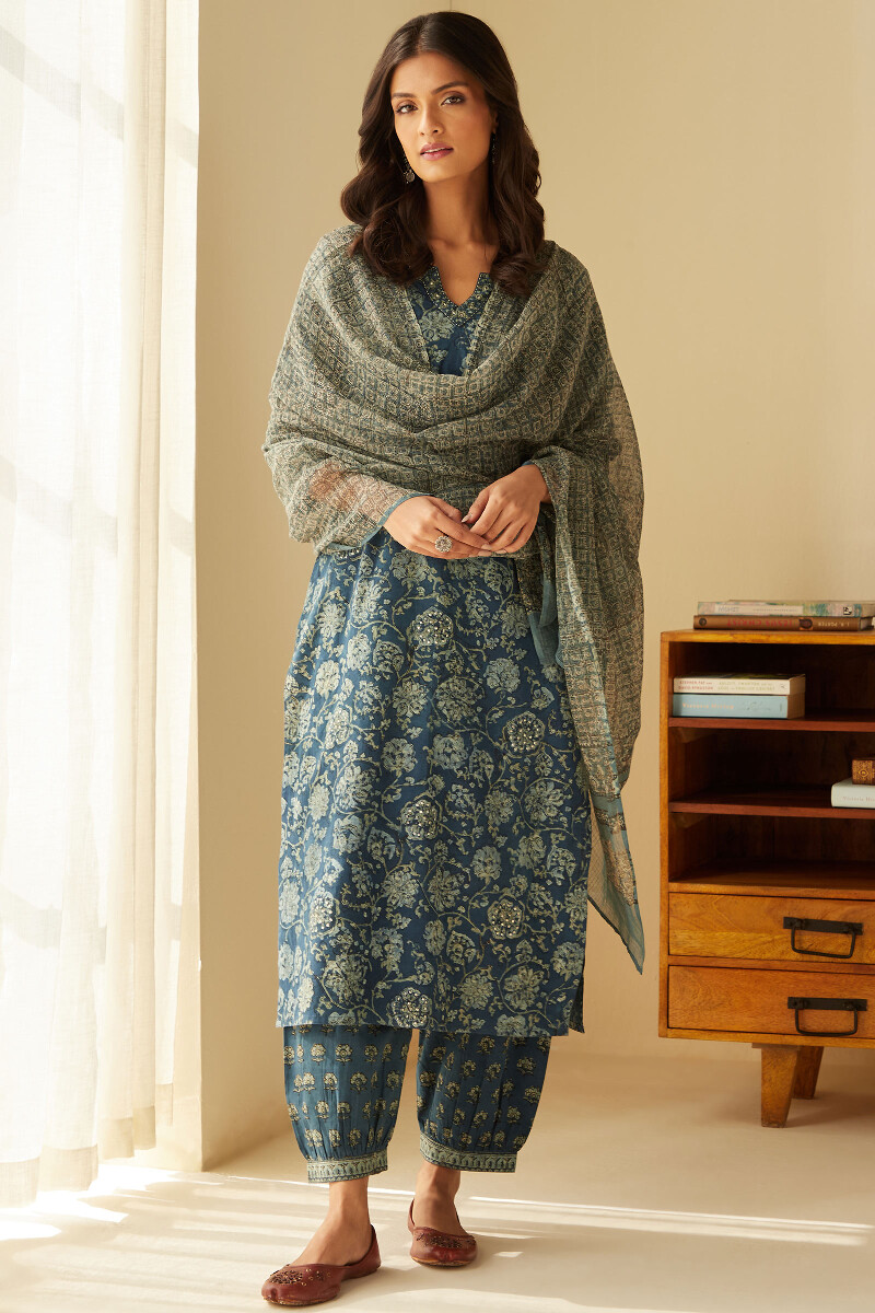 Akola Hand Block-Printed Cotton Izhaar Pants