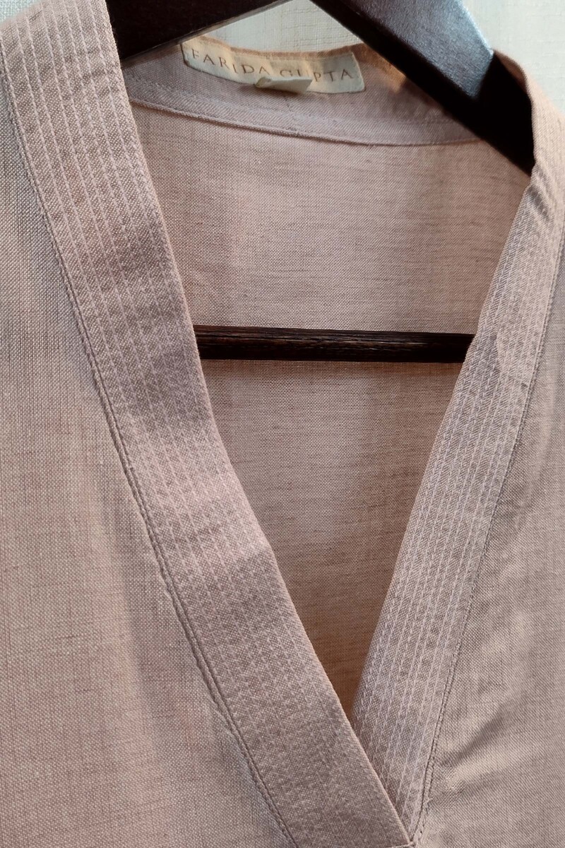 Powder Pink Handcrafted Straight Handloom Cotton Kurta