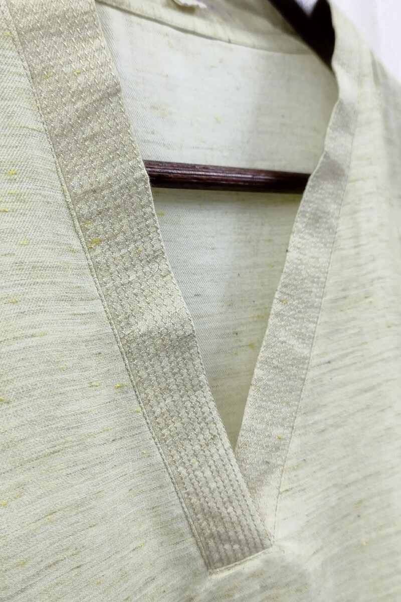 Yellow Handcrafted Straight Handloom Cotton Kurta