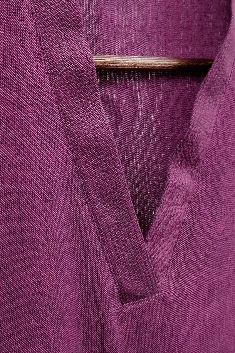 Dark Purple Handcrafted Straight Handloom Cotton Kurta