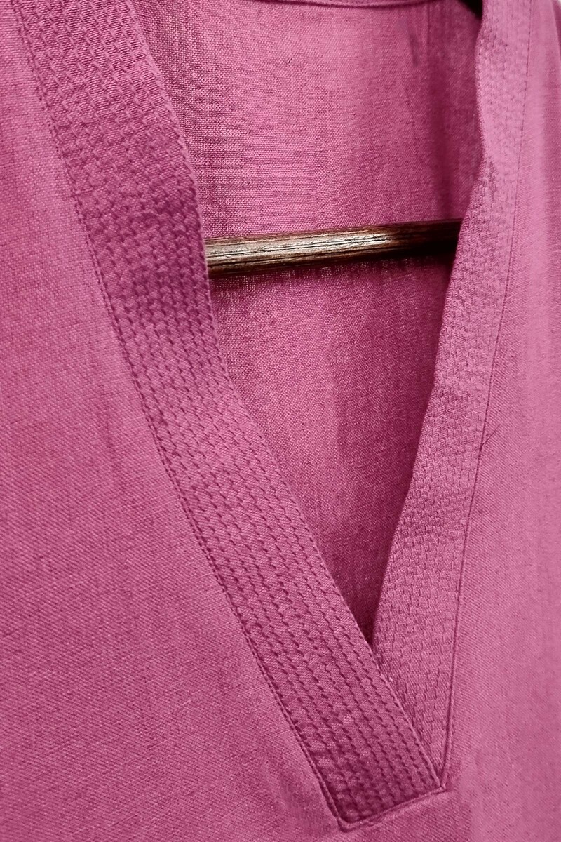 Dark Pink Handcrafted Straight Handloom Cotton Kurta