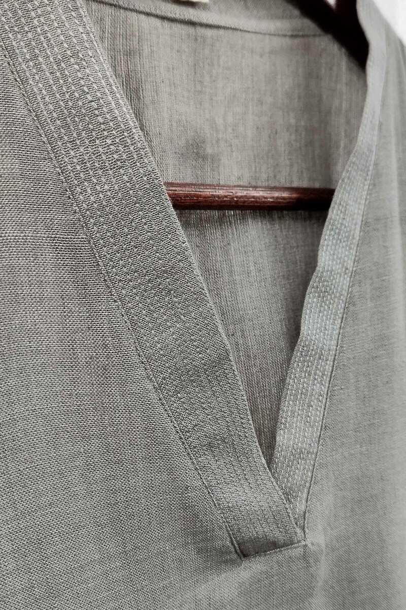 Grey Handcrafted Straight Handloom Cotton Kurta