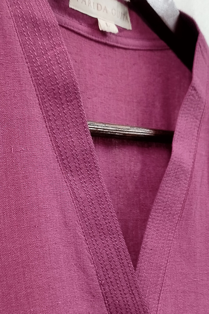 Dark Pink Handcrafted Straight Handloom Cotton Kurta