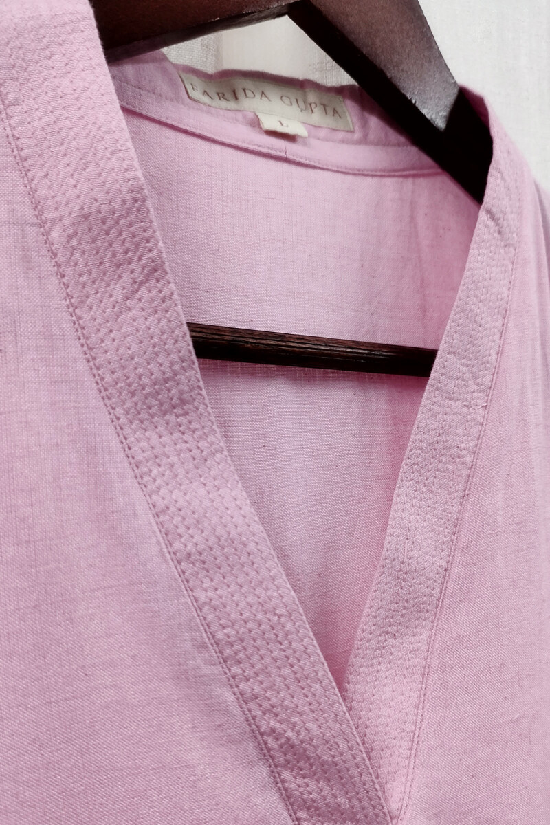 Rose Pink Handcrafted Straight Handloom Cotton Kurta