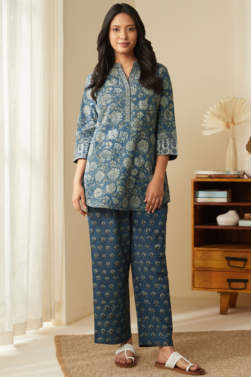 Akola Hand Block-Printed Cotton Loungewear Set