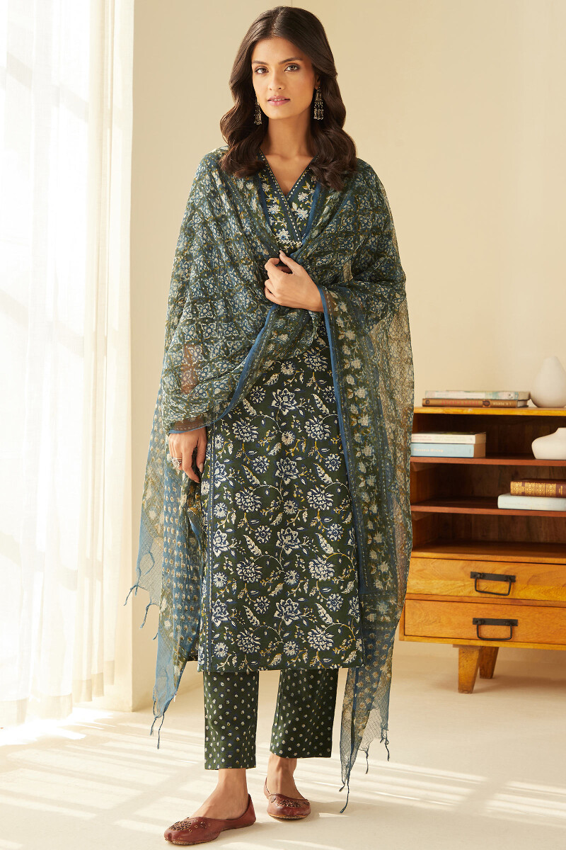 Bagru Hand Block-Printed Kota Dupatta