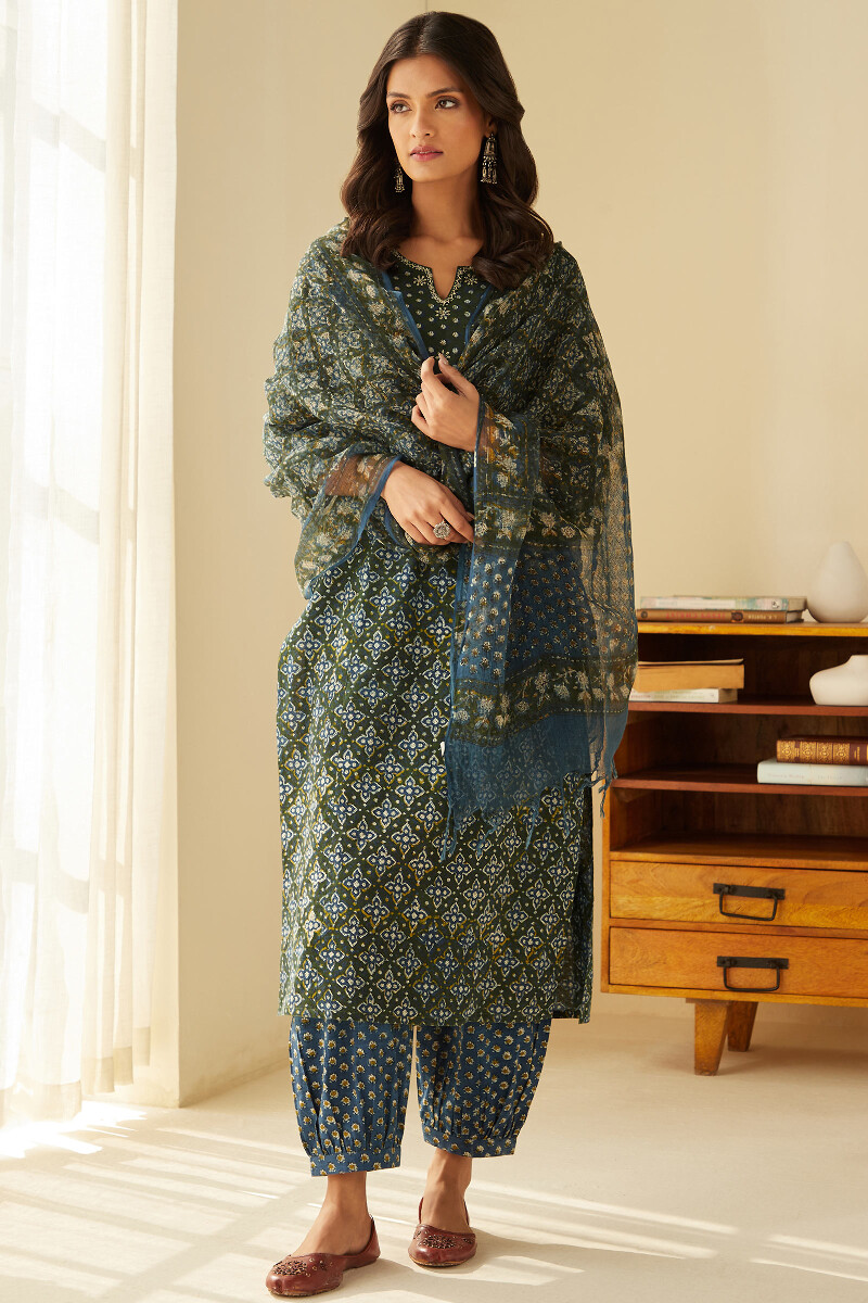 Bagru Hand Block-Printed Cotton Izhaar Pants
