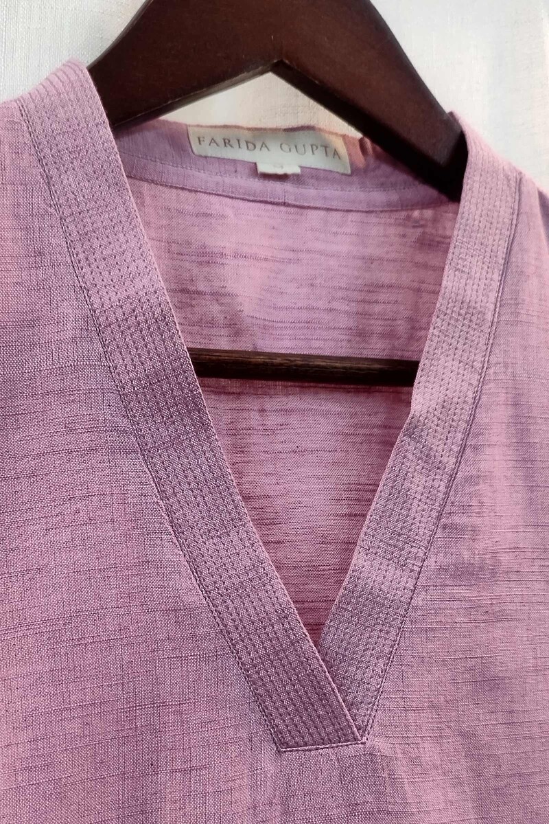 Purple Handcrafted Straight Handloom Cotton Kurta