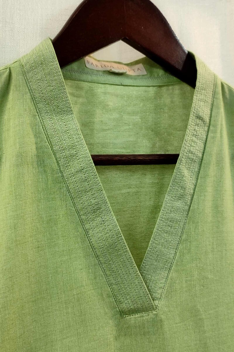 Lime Green Handcrafted Straight Handloom Cotton Kurta