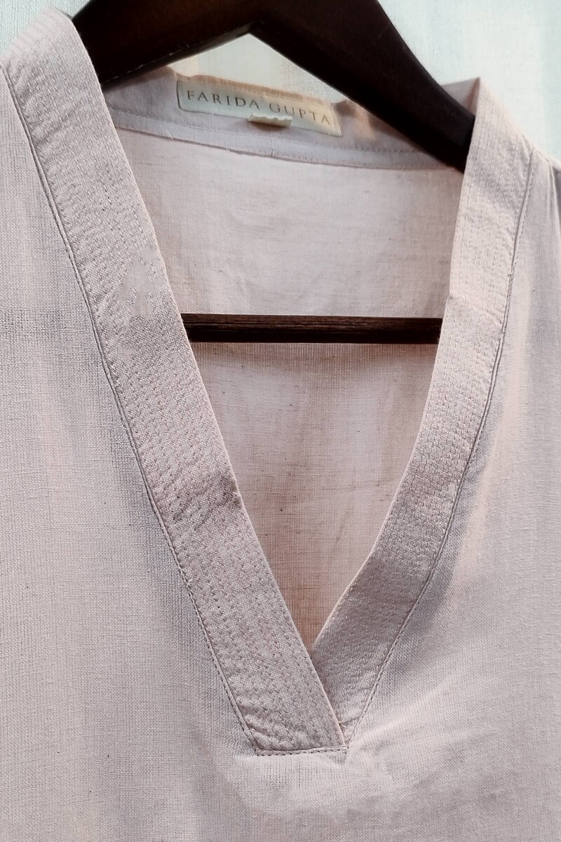 Soft Pink Handcrafted Straight Handloom Cotton Kurta