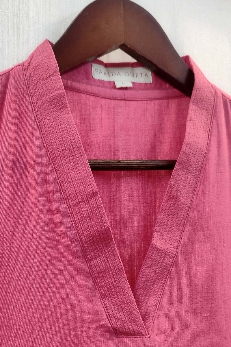 Dark Pink Handcrafted Straight Handloom Cotton Kurta