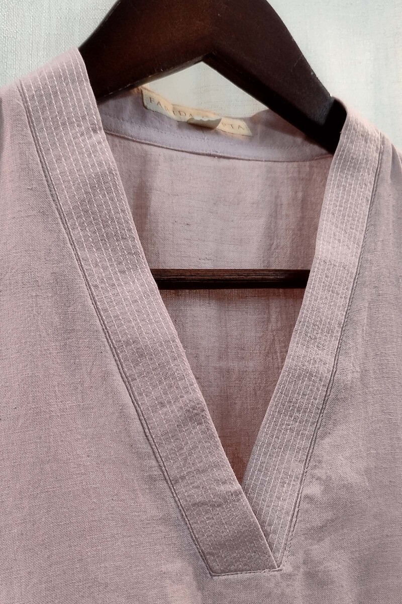 Soft Pink Handcrafted Straight Handloom Cotton Kurta