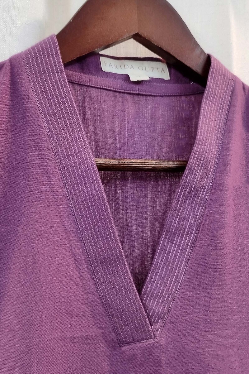 Purple Handcrafted Straight Handloom Cotton Kurta