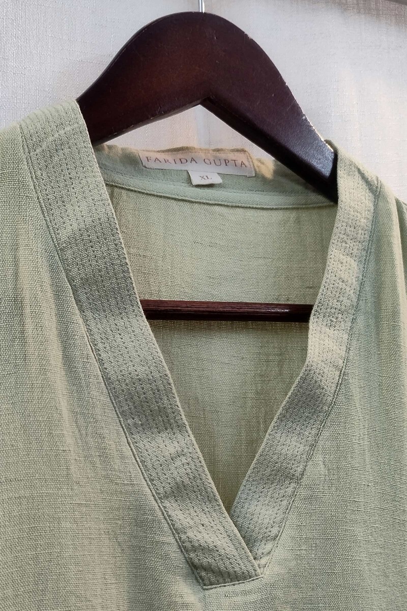 Light Green Handcrafted Straight Handloom Cotton Kurta