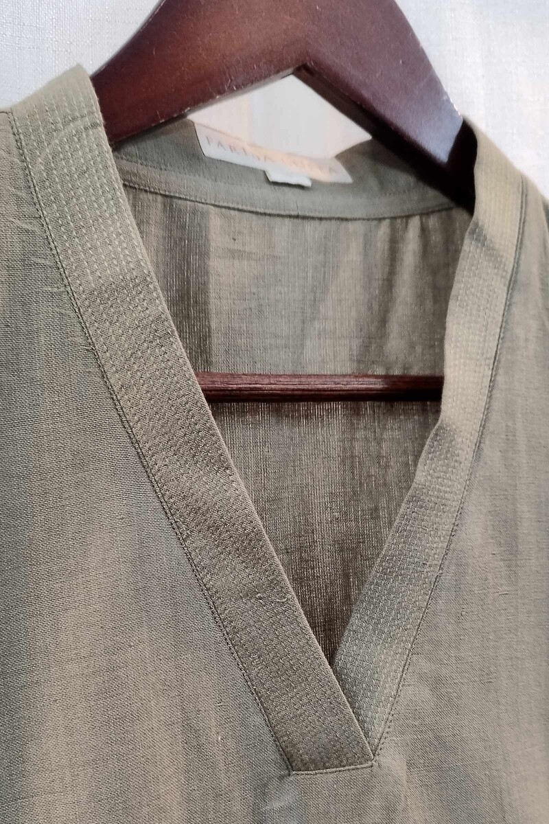 Dark Khaki Handcrafted Straight Handloom Cotton Kurta