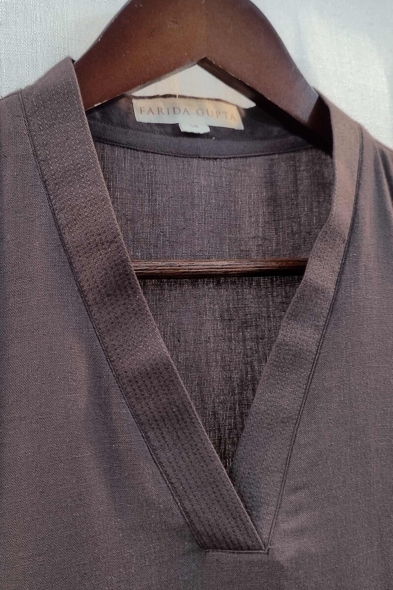Dark Brown Handcrafted Straight Handloom Cotton Kurta