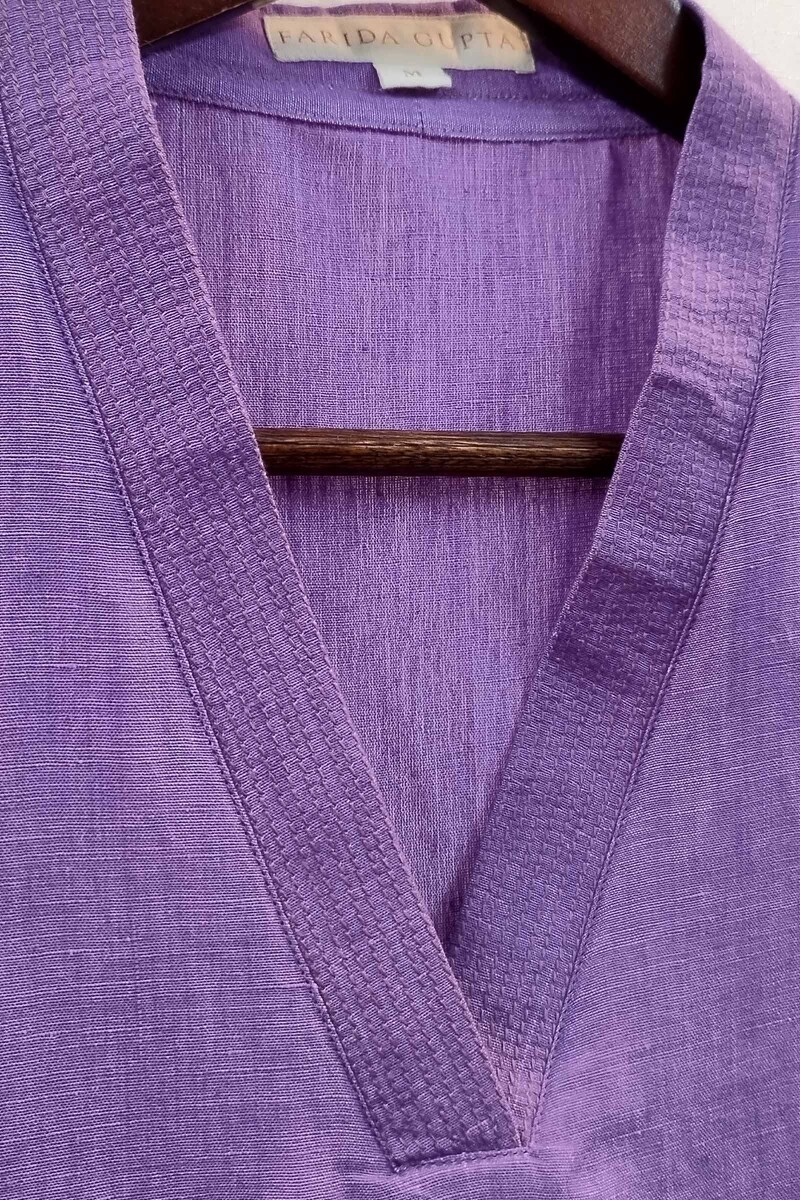 Purple Handcrafted Straight Handloom Cotton Kurta