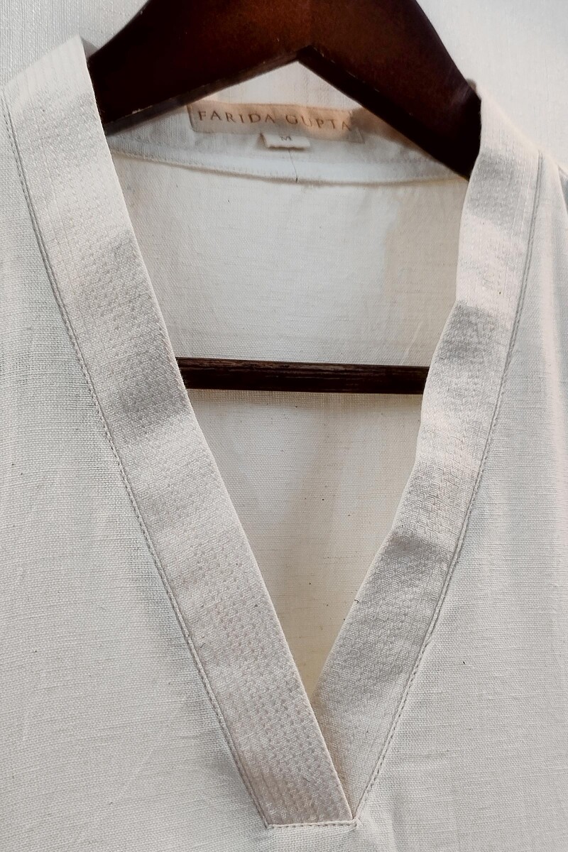 Off-White Handcrafted Straight Handloom Cotton Kurta