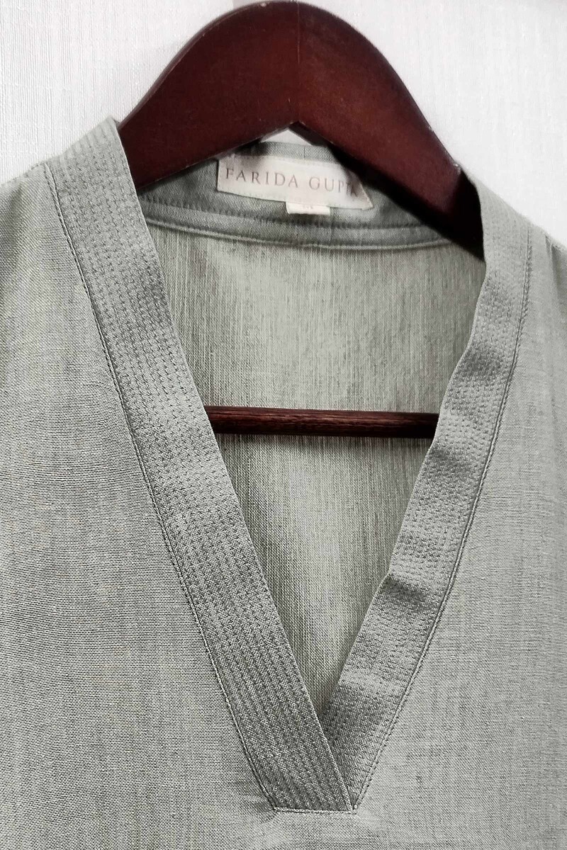 Sage Green Handcrafted Straight Handloom Cotton Kurta