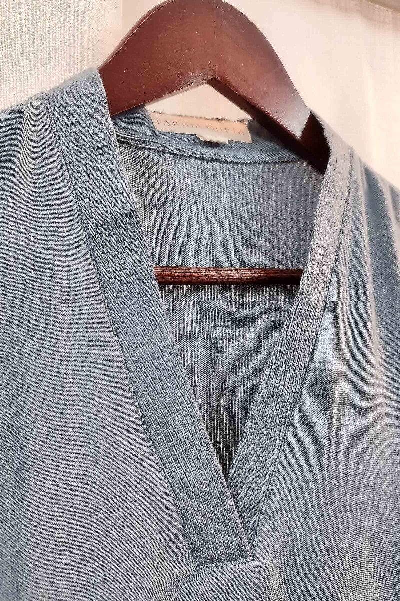 Light Blue Handcrafted Straight Handloom Cotton Kurta